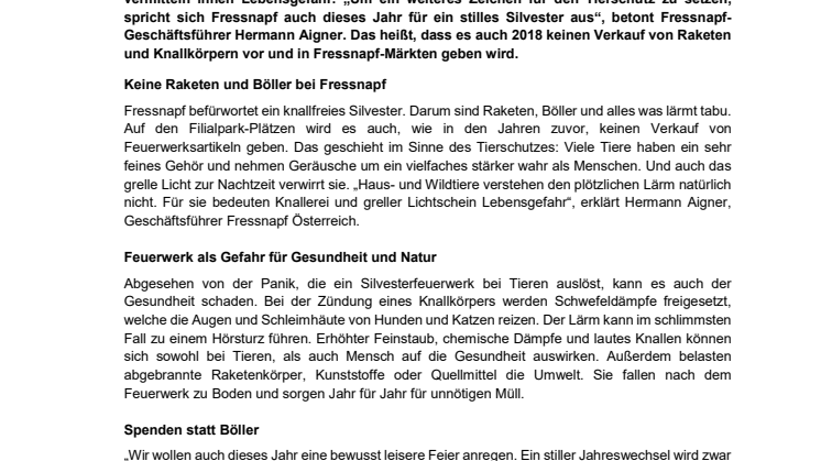 Kein Verkauf von Raketen und Böllern vor Filialen: Fressnapf fordert stressfreies Silvester für Tiere