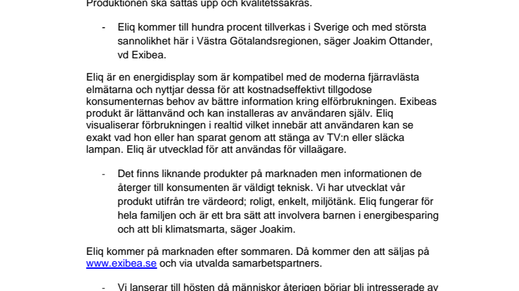 Exibeas energibesparare – ett steg närmare hushållen