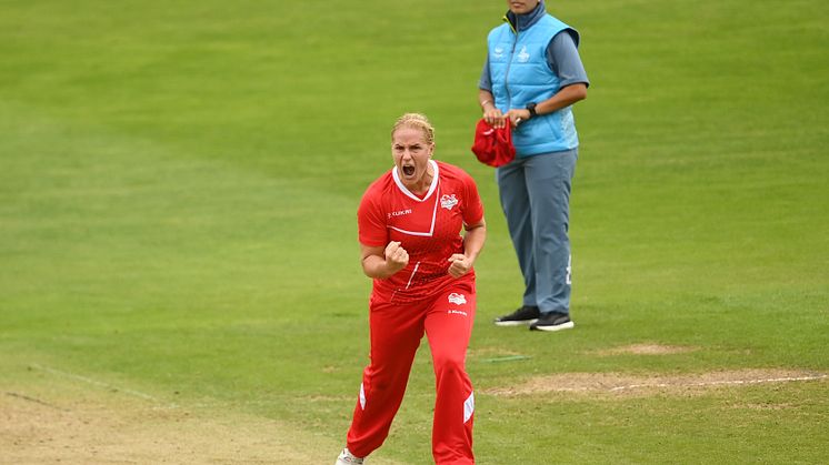 Katherine Brunt scored an unbeaten 38 and took 1-16. Photo: Getty Images