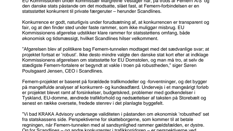 Femern-projektets økonomi er ikke robust