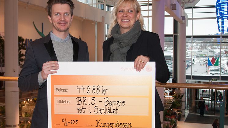 Kungsmässan skänker 44.288kr till BRIS - Barnens rätt i samhälle