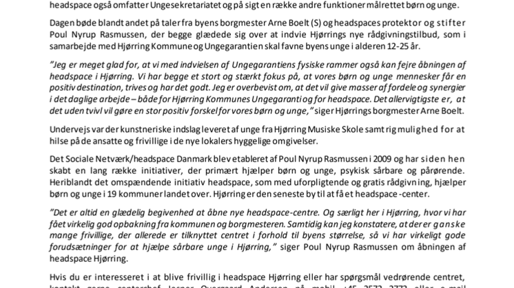 Nu slår Ungegarantien og headspace Hjørring dørene op for byens unge 