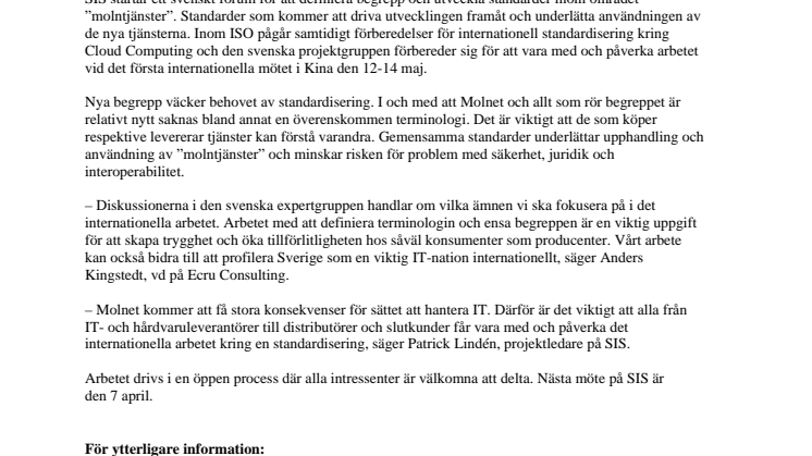 Standard ger säkrare ”molntjänster” 