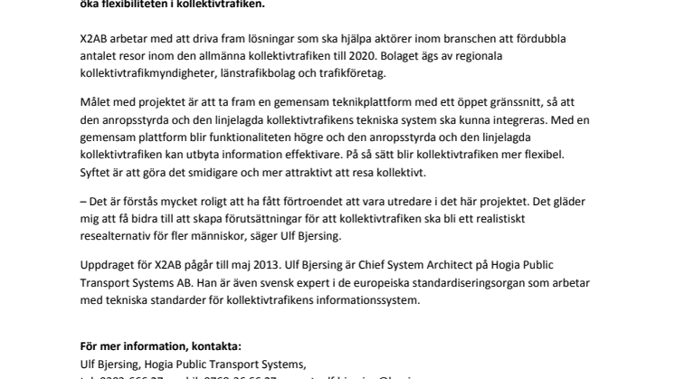 X2AB engagerar kollektivtrafikexpert från Hogia