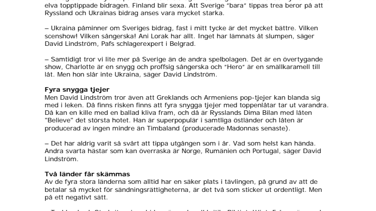 Sverige trea i Eurovision Song Contest
