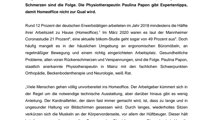 Physiotherapeutin Paulina Papon zu Rückenschmerzen im Homeoffice
