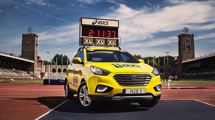 Hyundai och Sverigetaxi tar täten med vätgas i Stockholm Marathon