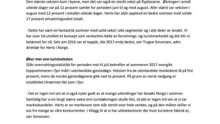 Ny rekordsommer for Hertz