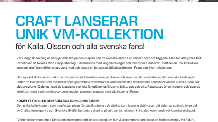 Blågula kollektionen med kurbits samlar nationen inför VM i Falun