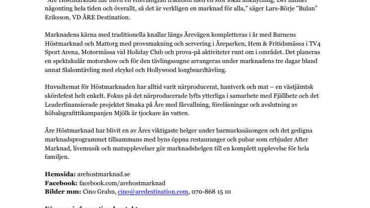 Åttonde året i rad för Åre Höstmarknad 