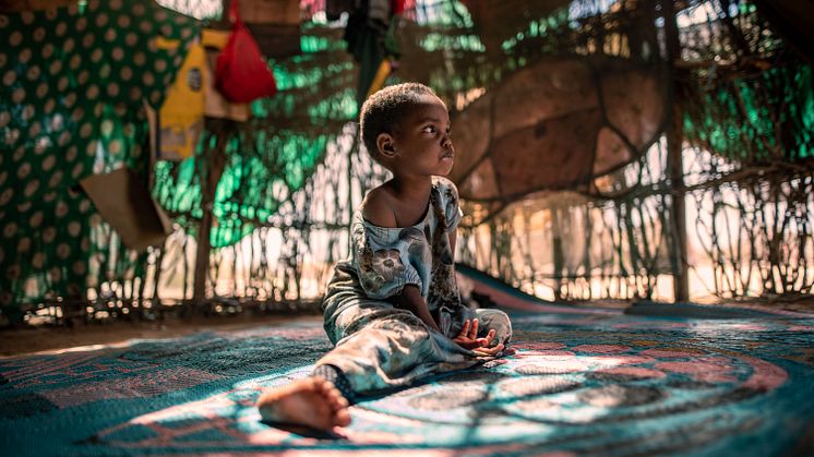 CH1697108_Three-year-old Maryan, who suffers from malnutrition, at her home in a drought-hit village in Garissa County, northern Kenya.
