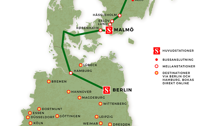 Karta nattåget Stockholm - Berlin