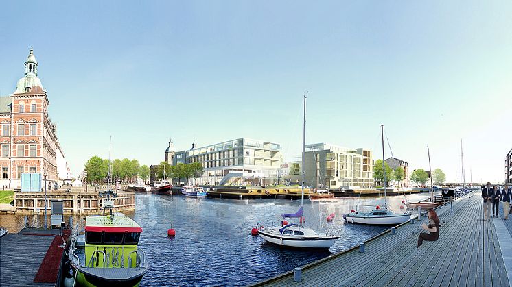 Vy från Badhusgatan. Bild: Jais Arkitekter
