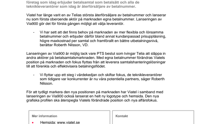 Viatel bryter Telias de facto monopol på betalnummer