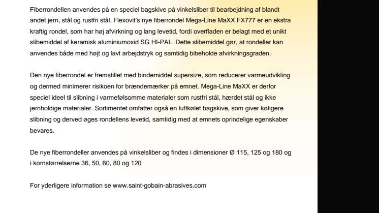 Nye fiberrondeller fra Flexovit giver større slibeevne