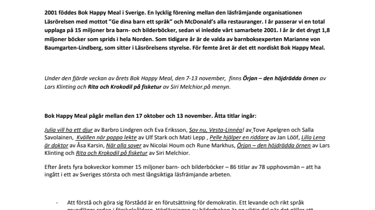 Fjärde veckan av BOK HAPPY MEAL med böcker av  Lars Klinting och Siri Melchior