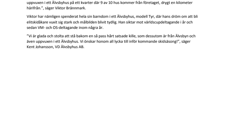 Älvsbyhus samarbetar med elitsatsande skidåkare