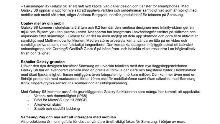 Upptäck nya möjligheter med Samsung Galaxy S8