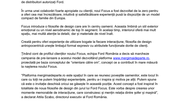 Mergi mai departe cu noul Ford Focus