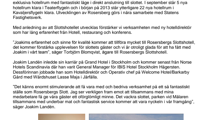 Rosersbergs Slottshotell välkomnar Joakim Landén som ny hotelldirektör