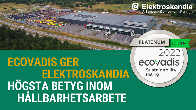 Ecovadis ger Elektroskandia högsta betyg inom hållbarhetsarbete