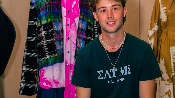 Fashion graduate Will Howard-Jones with one of his looks