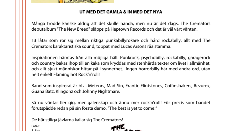 Ut med det gamla och in med det nya, The Creamtors släpper nytt!