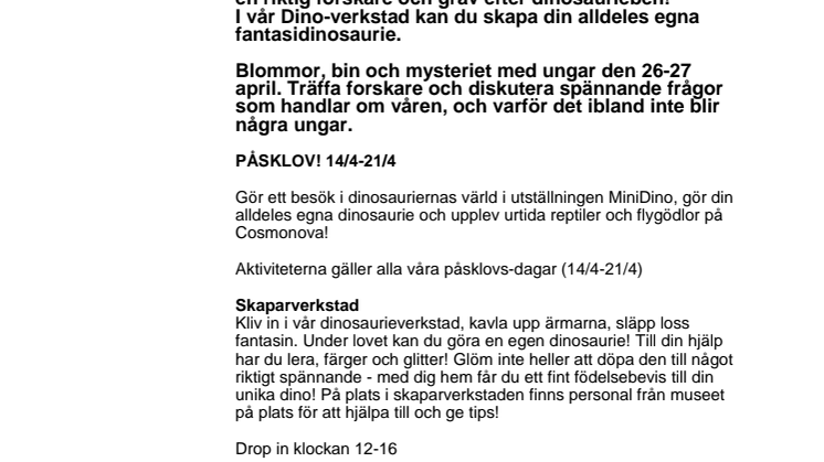 Det händer på Naturhistoriska riksmuseet i april