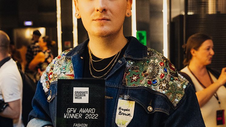 Haydn Brown, who will graduate from the Fashion Communication programme this summer, won the Fashion Communication Portfolio Award.