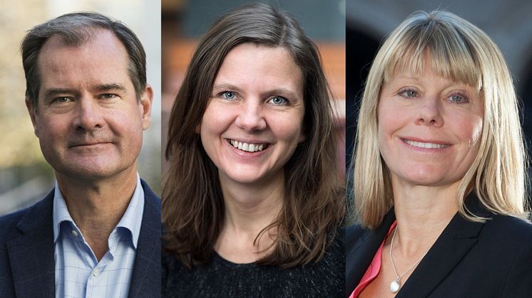 Mårten Lilja, vice vd Riksbyggen, Elin Olsson, statssekreterare, och Karin Lexén, generalsekreterare, Naturskyddsföreningen.