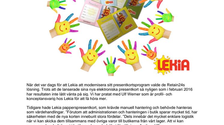 ELEKTRONISKA PRESENTKORT – ETT LYFT FÖR LEKIA