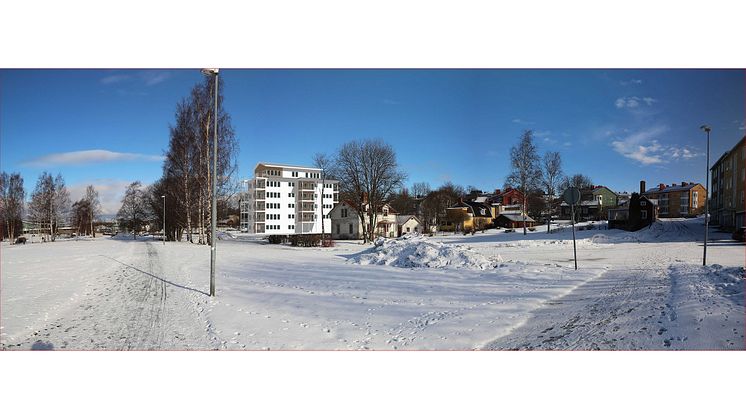 Ett fotomontage på HSB:s tilltänkta hus vid Södra Sundet.