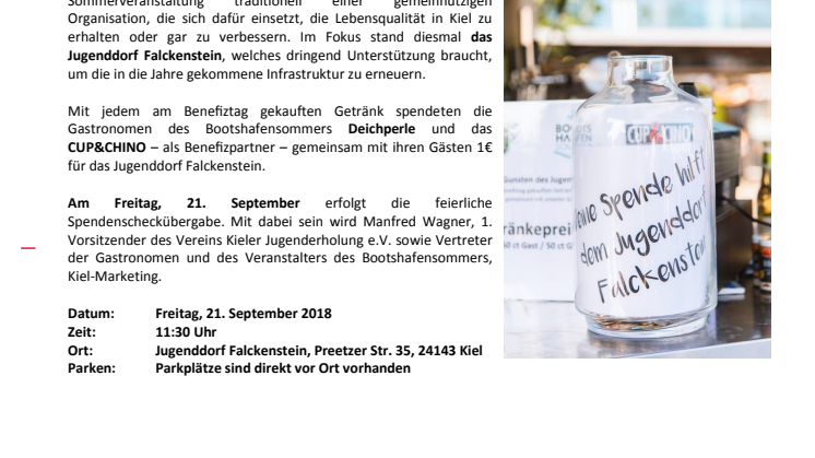 Presse- und Fototermin Bootshafensommer Benefiztag Spendenübergabe