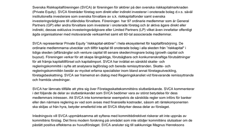 Remissyttrande Fi2014/2212 Företagsskattekommitténs slutbetänkande: ”Neutral bolagsskatt – för ökad effektivitet och stabilitet” (SOU 2014:40)