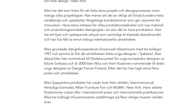 Inbjudan till pressvisning den 3 november, Ilkka Suppanen på Röhsska museet.