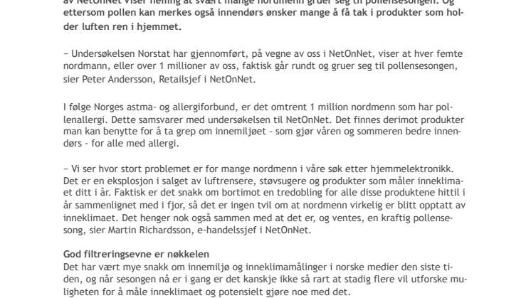 Over 1 million nordmenn gruer seg til pollensesongen
