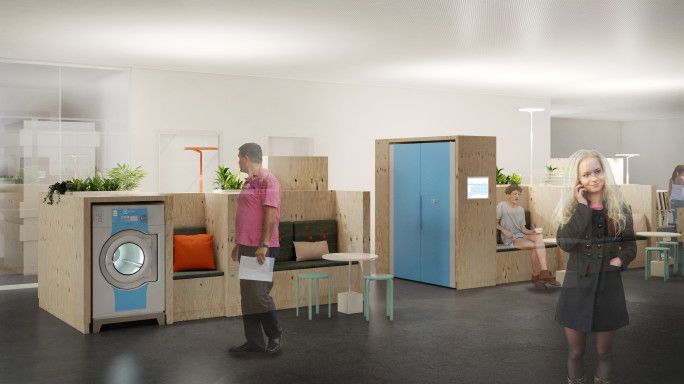 HSB Living Lab Tvättstudio skissbild 27 maj 2015