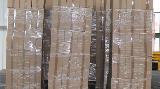 Pallets of illegal cigarettes smuggled into the UK by Sokorai