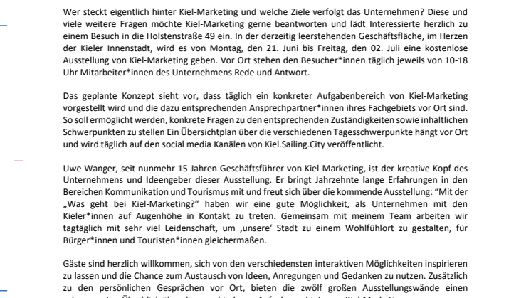 Was geht bei Kiel-Marketing? Ausstellung in der Innenstadt beantwortet Fragen