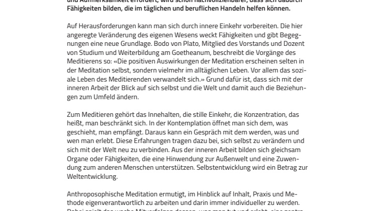 Jede Meditation ist eine Tat. Die Tagung ‹Living Connections› am Goetheanum führt in anthroposophische Meditation ein