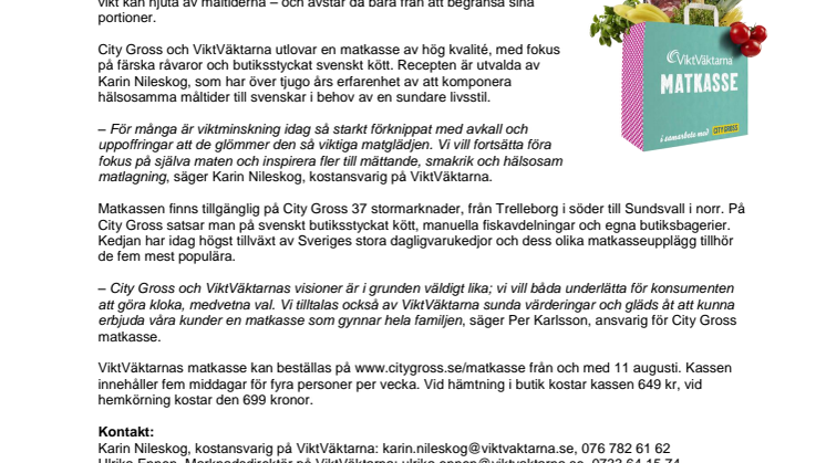 ViktVäktarna och City Gross lanserar matkasse