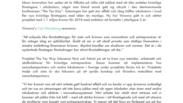 7 av 10 ansökningar kommer från kvinnor - Ideon Innovation miljonsatsar på kvinnligt entreprenörskap
