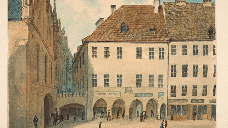 Joseph Puschkin, Der Vorgängerbau der Stadtsparkasse München um 1880.