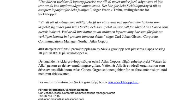 Sickla gruvlopp – världens enda löpartävling i en gruva