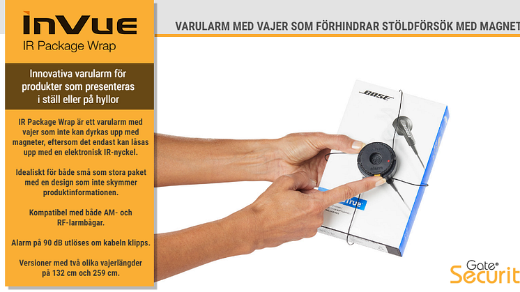Varularm med vajer som förhindrar stöldförsök med magnet