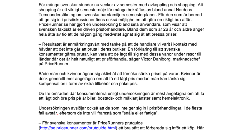 Myt att svenskar är dåliga på att pruta