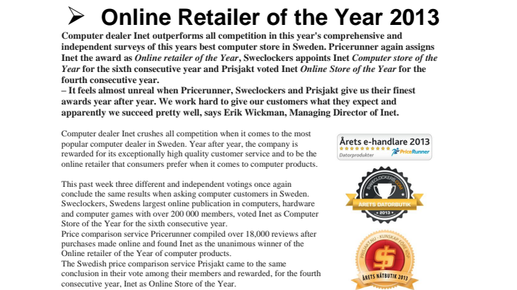 Inet is Swedens’s most prized computer dealer