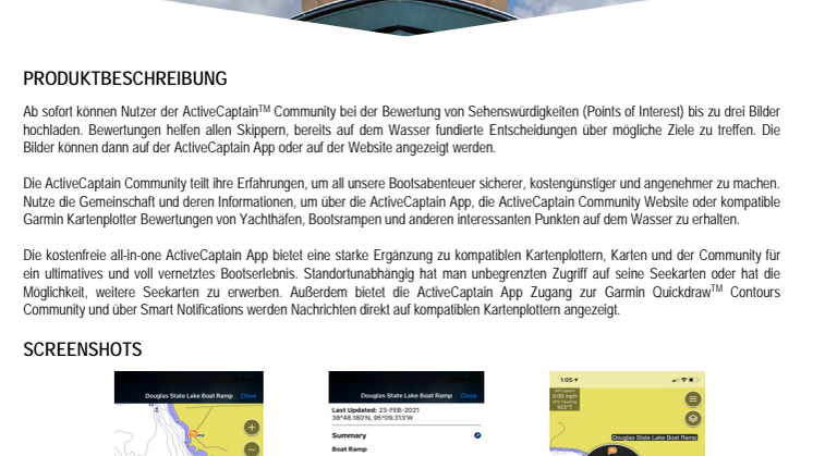 Datenblatt Garmin ActiveCaptain Community