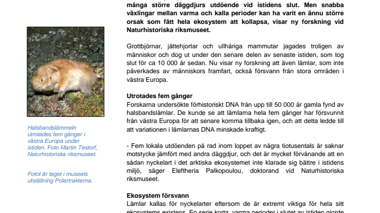 Klimatförändringar orsakade många av istidens utdöenden