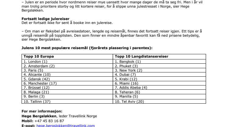 Hit reiser nordmenn i julen